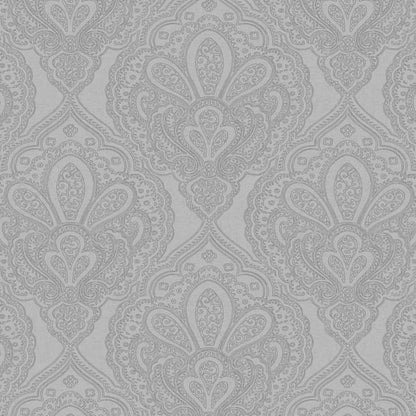 Galerie Wallcoverings Emporium Mehndi Damask Galerie Wallcoverings  Silver Grey   - DWP0247-03