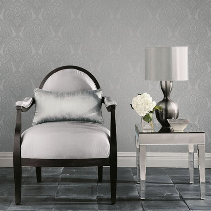 Galerie Wallcoverings Emporium Mehndi Damask Galerie Wallcoverings  Silver Grey   - DWP0247-03