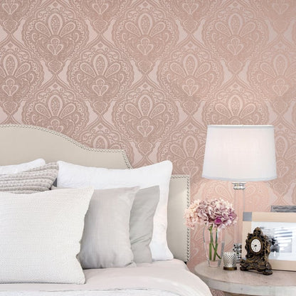 Galerie Wallcoverings Emporium Mehndi Damask Galerie Wallcoverings  Rose Gold   - DWP0247-04