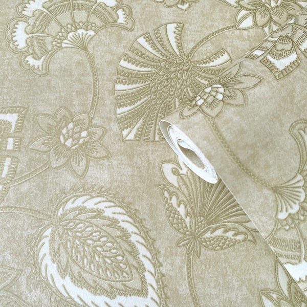 Galerie Wallcoverings Elegance Flower Fan Galerie Wallcoverings  Beige   - DWP0351-03