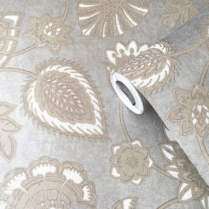 Galerie Wallcoverings Elegance Flower Fan Galerie Wallcoverings  Silver Grey   - DWP0351-04