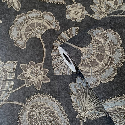 Galerie Wallcoverings Elegance Flower Fan Galerie Wallcoverings  Blue   - DWP0351-06