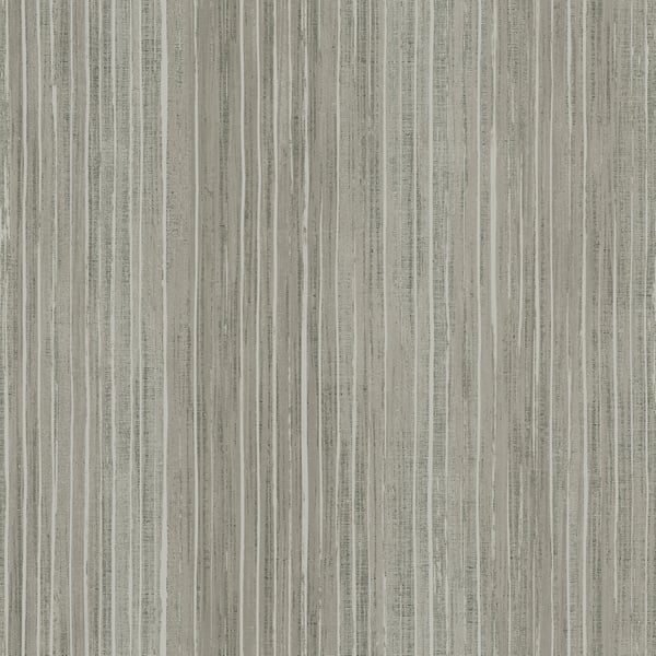 Grey vertical stripe wallpaper with a textured surface and subtle weathered lines.