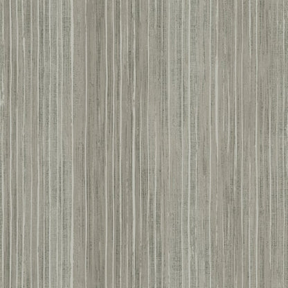 Grey vertical stripe wallpaper with a textured surface and subtle weathered lines.