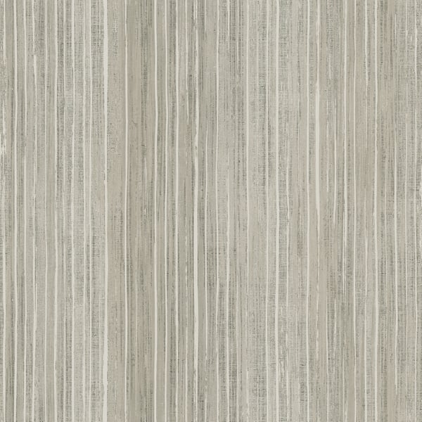 Beige-gray vertical striped textured wallpaper with subtle distressed wood grain pattern.