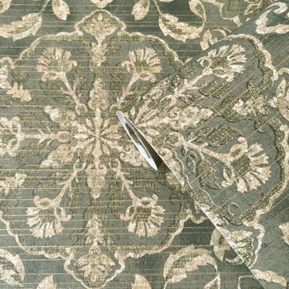 Galerie Wallcoverings Elegance Floral Stripe Galerie Wallcoverings  Green   - DWP0353-01