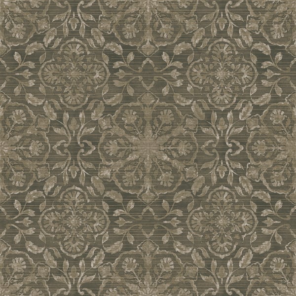 Galerie Wallcoverings Elegance Floral Stripe Galerie Wallcoverings  Bronze, Brown   - DWP0353-02