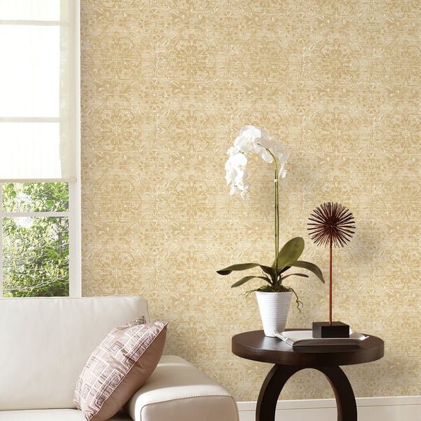 Galerie Wallcoverings Elegance Floral Stripe Galerie Wallcoverings  Beige   - DWP0353-03