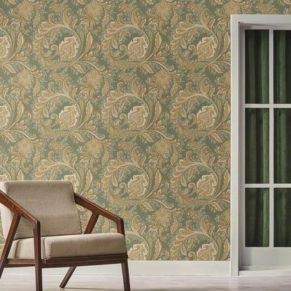 Galerie Wallcoverings Elegance Paisley Galerie Wallcoverings  Green   - DWP0355-01