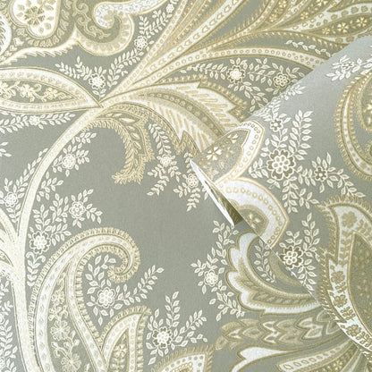 Galerie Wallcoverings Elegance Paisley Galerie Wallcoverings  Silver Grey   - DWP0355-02