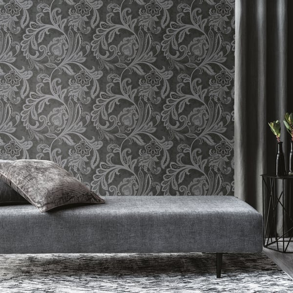 Galerie Wallcoverings Elegance Paisley Galerie Wallcoverings  Silver Grey   - DWP0355-05
