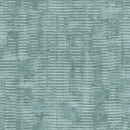Green textured wallcovering with irregular pale horizontal lines.