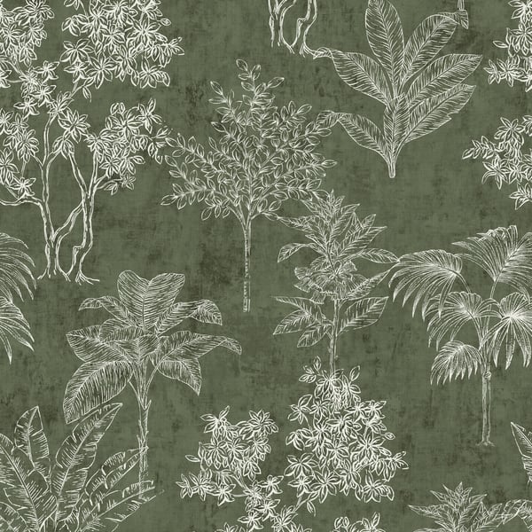 Galerie Wallcoverings Zen Floating Foliage Galerie Wallcoverings  Green   - DWP0361-01