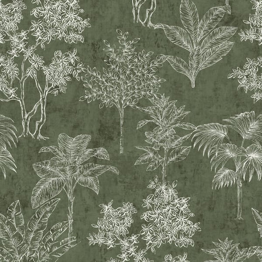 Galerie Wallcoverings Zen Floating Foliage Galerie Wallcoverings  Green   - DWP0361-01