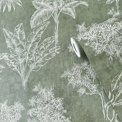 Galerie Wallcoverings Zen Floating Foliage Galerie Wallcoverings  Green   - DWP0361-01