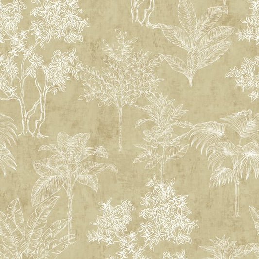 Galerie Wallcoverings Zen Floating Foliage Galerie Wallcoverings  Bronze, Brown   - DWP0361-03