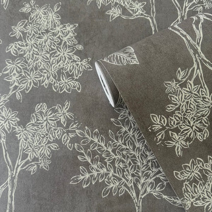 Galerie Wallcoverings Zen Floating Foliage Galerie Wallcoverings  Silver, Grey   - DWP0361-05