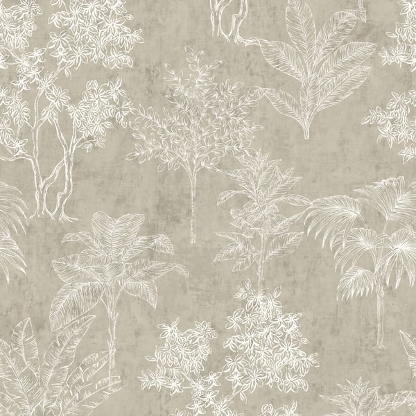 Galerie Wallcoverings Zen Floating Foliage Galerie Wallcoverings  Silver, Grey   - DWP0361-06