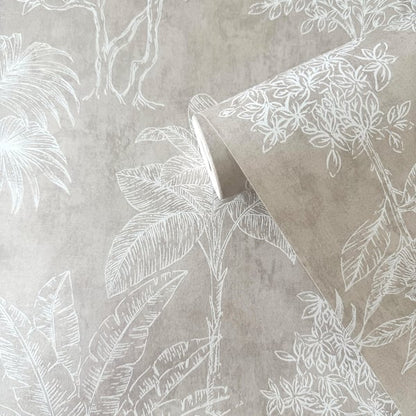 Galerie Wallcoverings Zen Floating Foliage Galerie Wallcoverings  Silver, Grey   - DWP0361-06