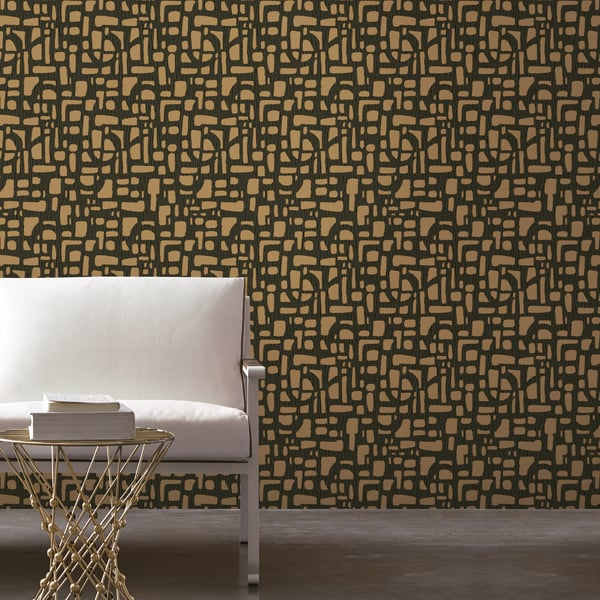 Galerie Wallcoverings Zen Chunky Geo Galerie Wallcoverings  Rose, Gold   - DWP0364-04