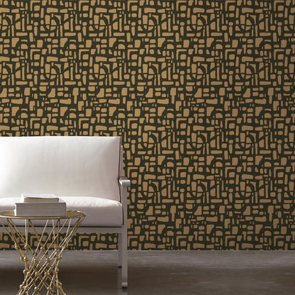 Galerie Wallcoverings Zen Chunky Geo Galerie Wallcoverings  Rose, Gold   - DWP0364-04