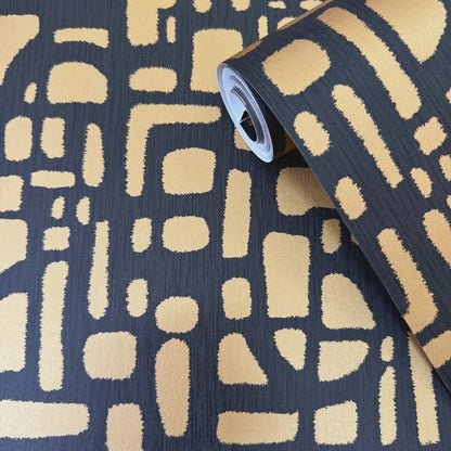 Galerie Wallcoverings Zen Chunky Geo Galerie Wallcoverings  Rose, Gold   - DWP0364-04