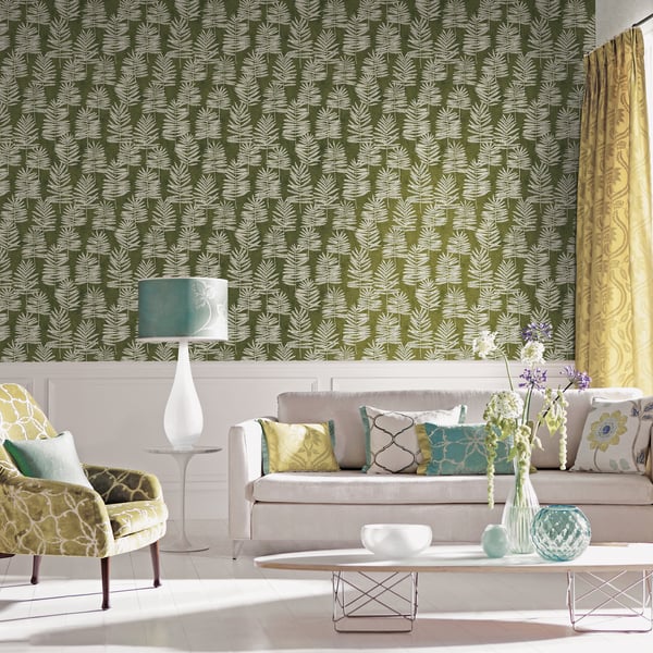 Galerie Wallcoverings Zen Tumbling Leaf Galerie Wallcoverings  Green   - DWP0365-01