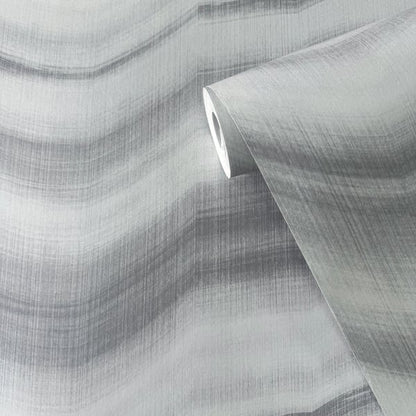Galerie Wallcoverings Zen Cloudy Stripe Galerie Wallcoverings  Silver, Grey   - DWP0367-04