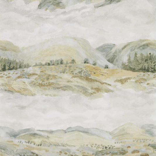 SANDERSON Elysian Wallpaper Landscapes Sage Grey  Gravure - Wide Width Printed Wallpaper - DYSI216593