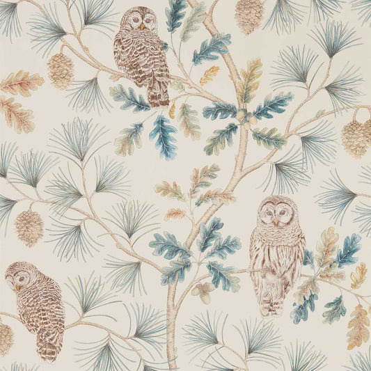 SANDERSON Owlswick Wallpaper Birds Teal  Gravure - Wide Width Printed Wallpaper - DYSI216595