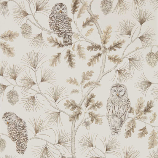 SANDERSON Owlswick Wallpaper Birds Linen  Gravure - Wide Width Printed Wallpaper - DYSI216598