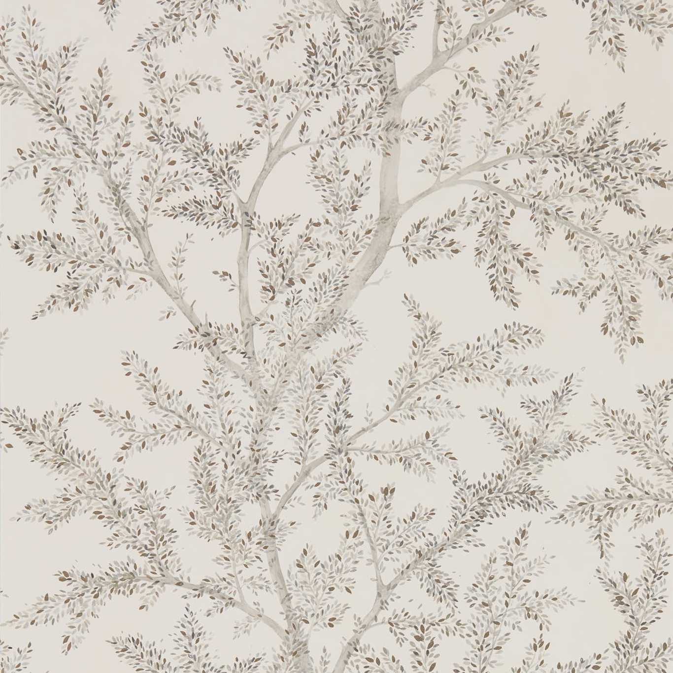 SANDERSON Farthing Wood  Wallpaper Leaves , Trees Silver  Gravure Printed Wallpaper - DYSI216612