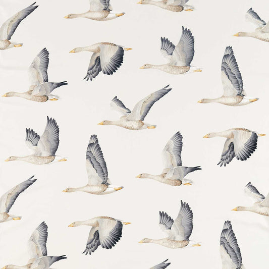 SANDERSON Elysian Geese  Fabric Birds Silver,Chalk   - DYSI226520