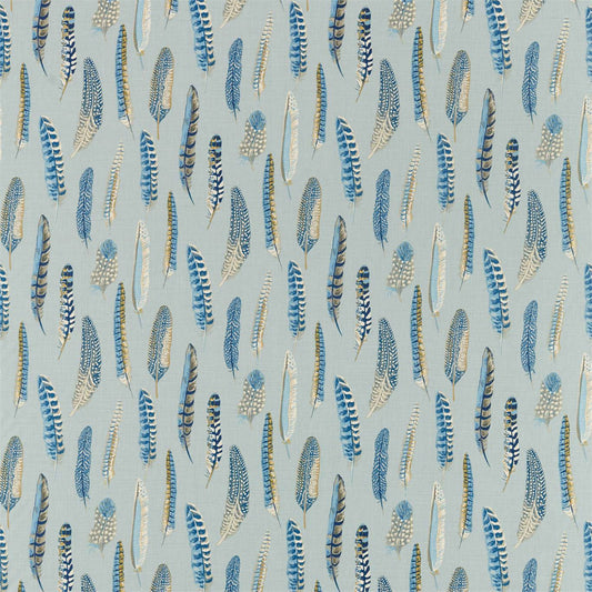 SANDERSON Lismore Fabric Feather Indigo,Silver   - DYSI226523