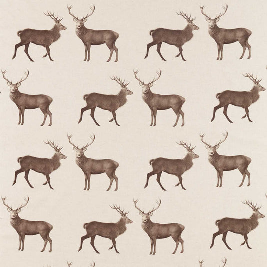 SANDERSON Evesham Deer  Fabric Animals Linen,Chalk   - DYSI226528