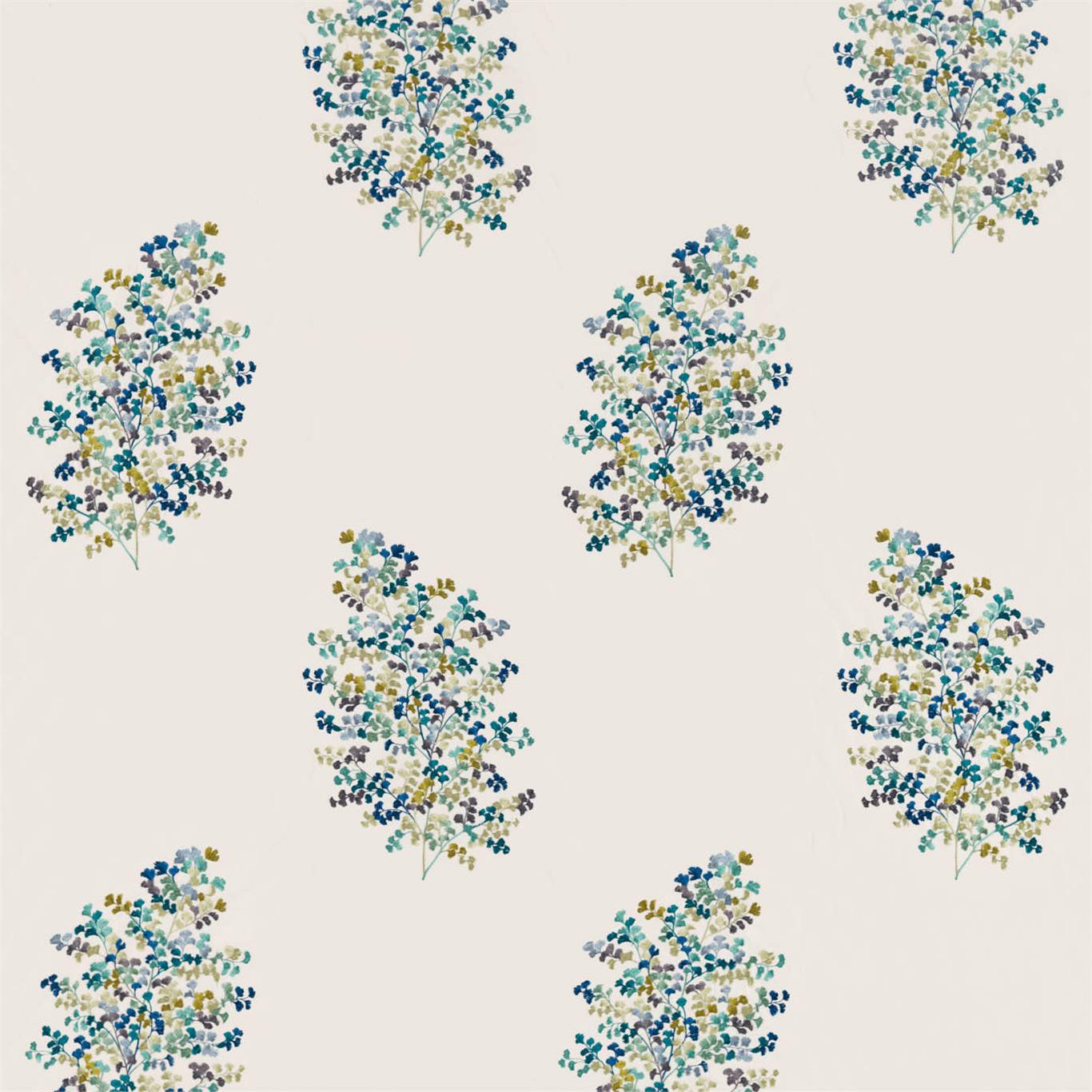 SANDERSON Wendell Embroidery Fabric Leaves , Trees Ceramic Blue   - DYSI236722
