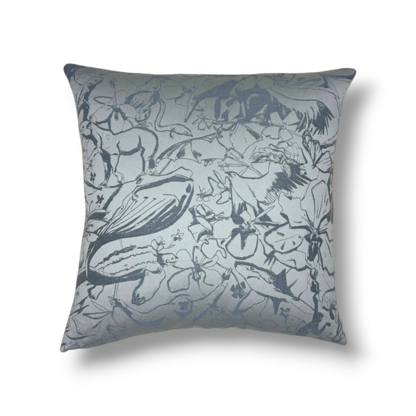 20" blue and soft gray cotton-linen blend pillow cover (cover only)