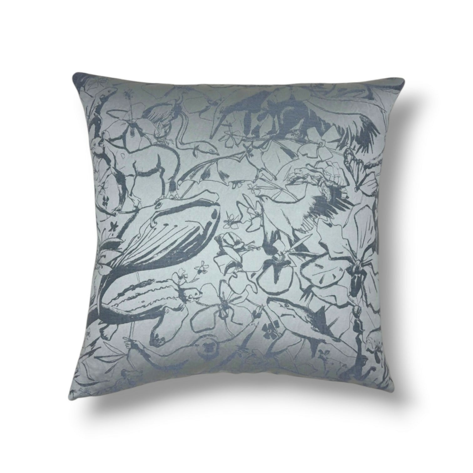20" blue and soft gray cotton-linen blend pillow cover (cover only)