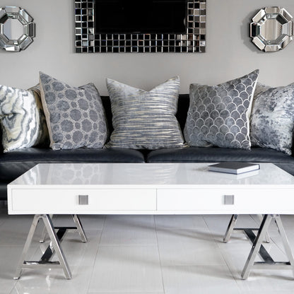 D.V. KAP HOME   24" x 24" Waves Pillow - Charcoal Glam, Transitional    - 3157-C-2424