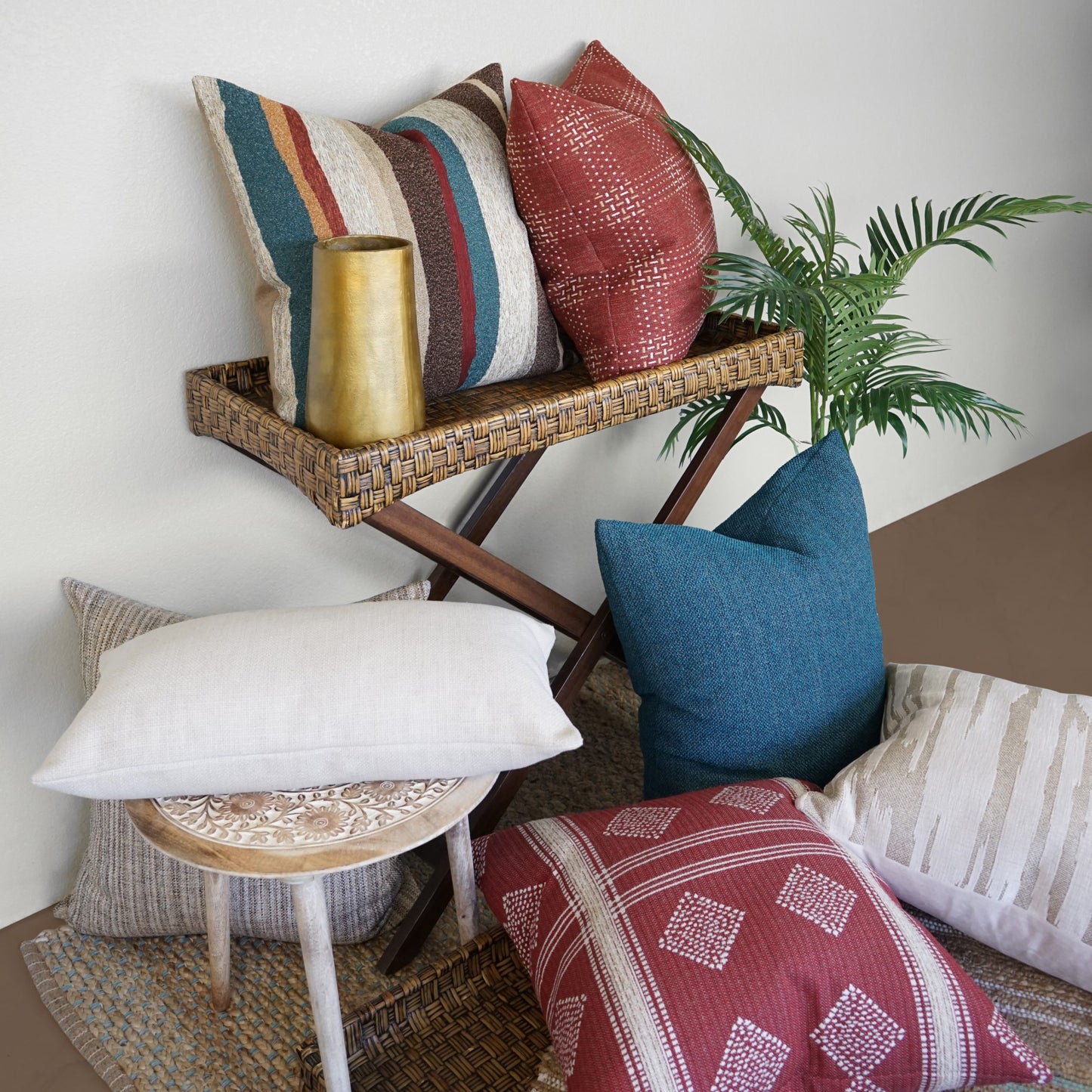 D.V. KAP HOME   24" x 24" Cultural Pillow - Brick Western Chic    - 3338-B-2424