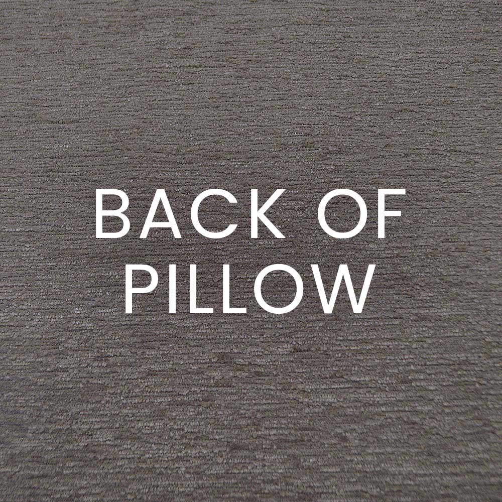 Back of Registan pillow with taupe textured fabric and 'BACK OF PILLOW' text, 24" x 24