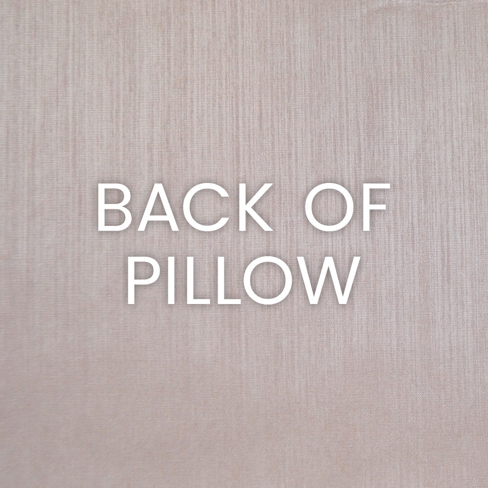 Back of blush dupioni pillow cover in pink-beige silk fabric.