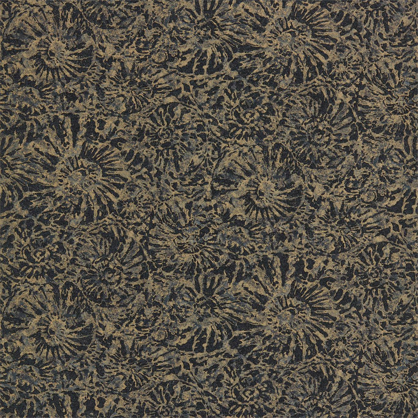 HARLEQUIN Ammonite Wallpaper Metallic Luxe Charcoal,Brass  Rotary/Gravure Wide Width Printed Wallpaper - EANW112562