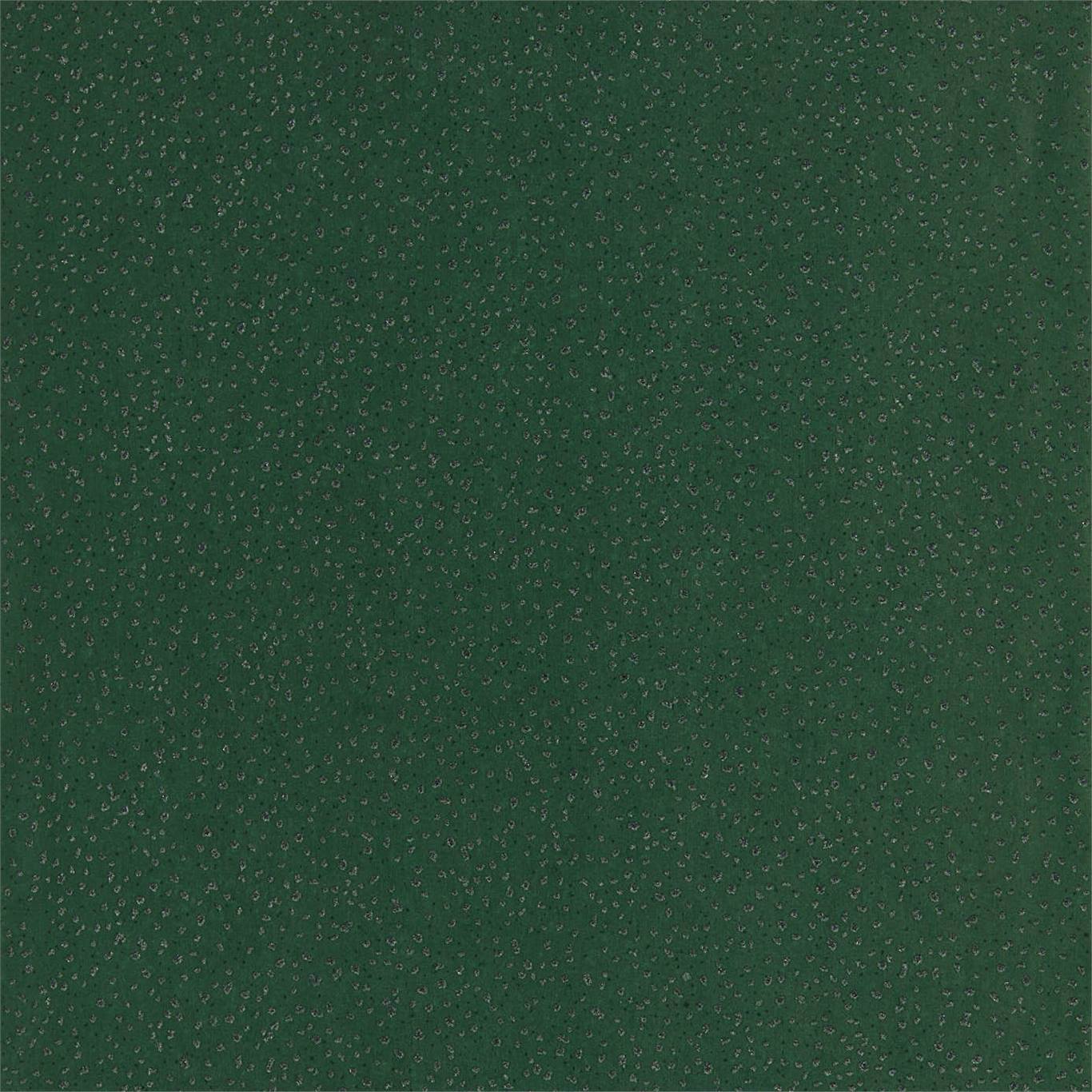 Dark emerald-green tweed-like wallpaper swatch with tiny beige specks.