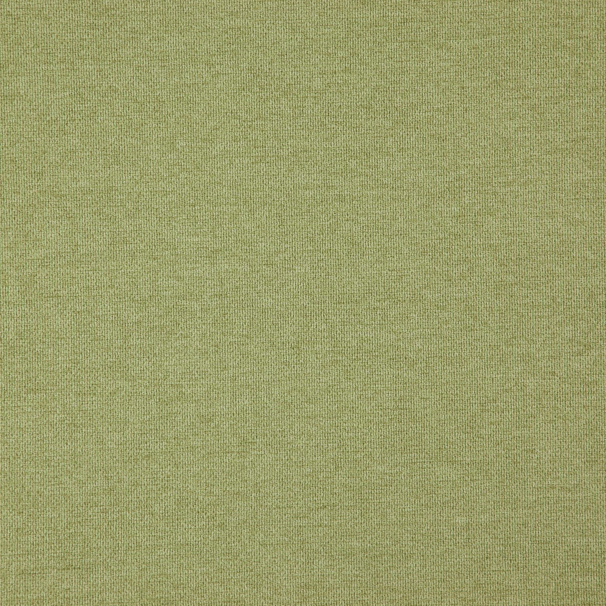 Olive green chenille fabric close-up with visible pile and soft texture, suitable for upholstery or apparel.