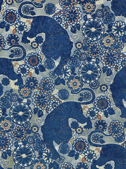 SCALAMANDRE  SIBERIAN TIGER FABRIC SAPPHIRE FLAME   - EA 000218V1 NEW SKU # EA18V10002