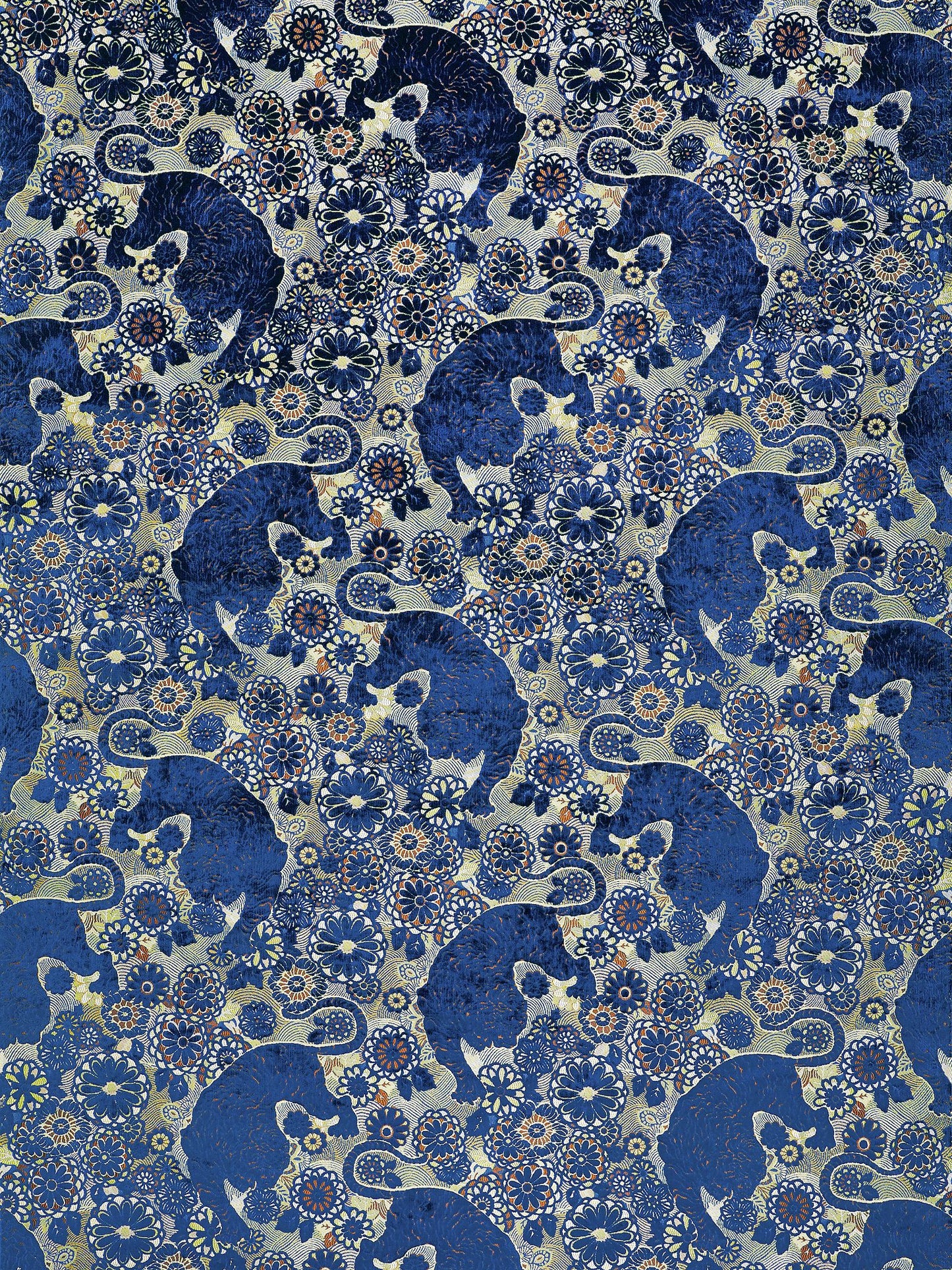 SCALAMANDRE  SIBERIAN TIGER FABRIC SAPPHIRE FLAME   - EA 000218V1 NEW SKU # EA18V10002