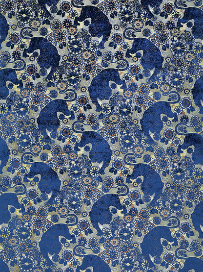 SCALAMANDRE  SIBERIAN TIGER FABRIC SAPPHIRE FLAME   - EA 000218V1 NEW SKU # EA18V10002