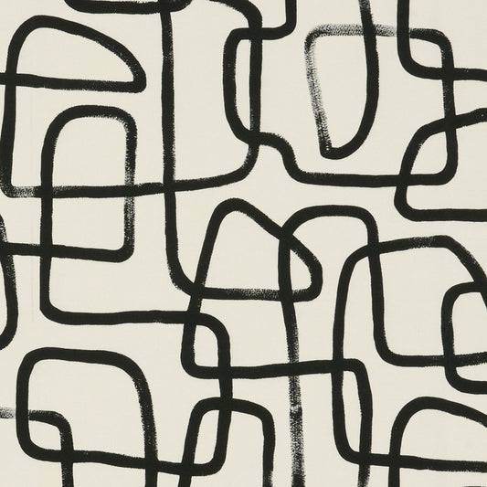 JF Fabrics EDISON 98 Fabric Abstract, Modern Black, White  Print - 9285498 J9421