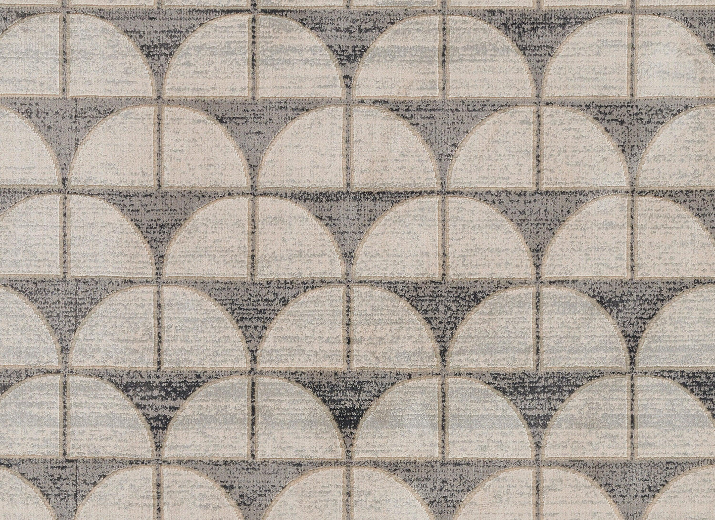 Beige and gray scalloped tile pattern with rounded arches, ceramic wall tile design.